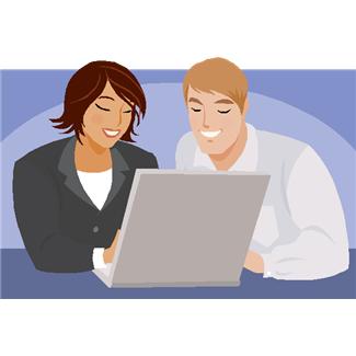 image of man and woman at computer