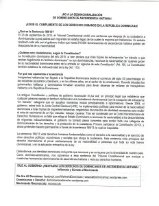 No a la Desnacionalizacion de dominicanos de ascendencia haitiana